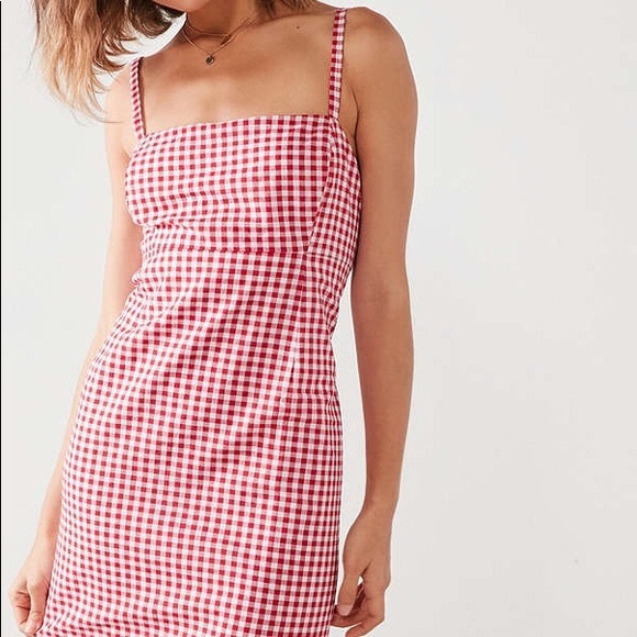 gingham red dress